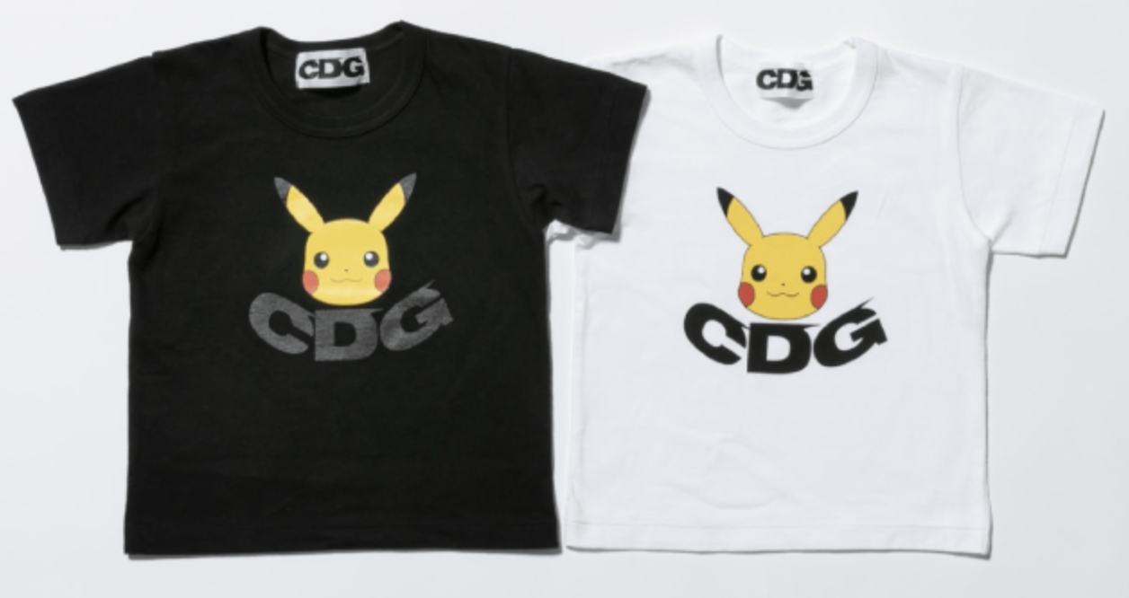 Pikachu's head on top of the CDG logo. Black and white solid colors