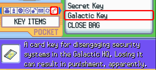 The Galactic Key, a light blue key card with the Galactic emblem on it.
